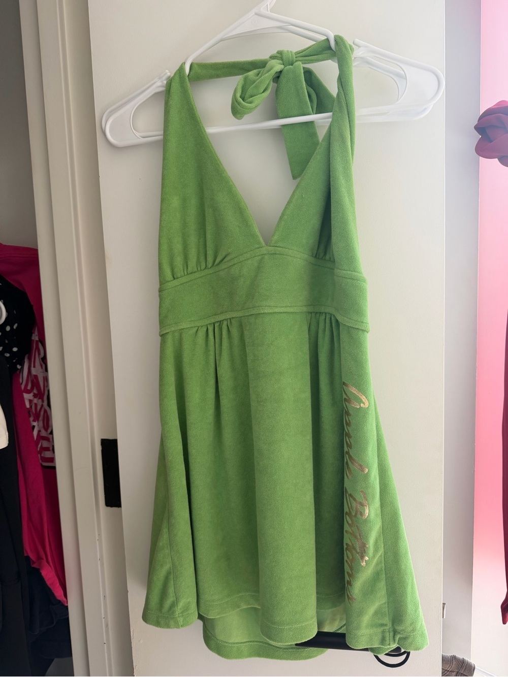 APPLE BOTTOM Green Halter Dress Swim Coverup